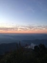 View of Sunrise above Himalayan Mountains from Sarangkot in Nepal. Royalty Free Stock Photo