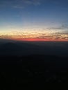 View of Sunrise above Himalayan Mountains from Sarangkot in Nepal. Royalty Free Stock Photo