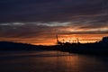 A view of the sunrise and of Canada Place. Royalty Free Stock Photo