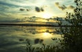 View of Sunrise and clouds in the sky by the river