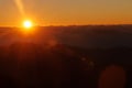 View of sunrise from Devikulam hill. Munnar