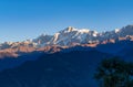 View of sunrise in Garhwal himalayas of uttrakhand from Deoria Tal camping site. Royalty Free Stock Photo