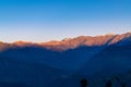 View of sunrise on Garhwal himalayas of uttrakhand from Deoria Tal camping site.