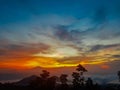 sunrise in the morning with mountain background