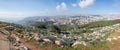 View of the sunrise from the Mount Precipice on Nazareth city in Israel