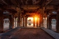 View of sunrise at Pushkarni, Sri Krishna tank in ruins. Hampi, karnataka, India