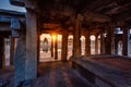 View of sunrise at Pushkarni, Sri Krishna tank in ruins. Hampi, karnataka, India