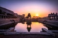 View of sunrise at Pushkarni, Sri Krishna tank in ruins. Hampi, karnataka, India