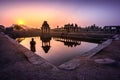 View of sunrise at Pushkarni, Sri Krishna tank in ruins. Hampi, karnataka, India