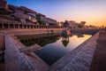 View of sunrise at Pushkarni, Sri Krishna tank in ruins. Hampi, karnataka, India