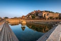 View of sunrise at Pushkarni, Sri Krishna tank in ruins. Hampi, karnataka, India