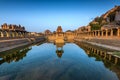 View of sunrise at Pushkarni, Sri Krishna tank in ruins. Hampi, karnataka, India