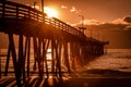 View of sunrise from Virginia Beach Fishing Pier , Virginia Beach, VA Royalty Free Stock Photo