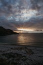 View of sunset from Ardmair Beach, Scotland.