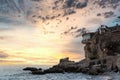 View of the sunset at the beach of the balcony of europe in Nerja, Spain. Royalty Free Stock Photo