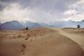 View of sunset and cloudy sky at the Katpana cold desert Skardu, Pakistan. Royalty Free Stock Photo