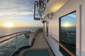 View of sunset from deck of cruise ship, Atlantic ocean