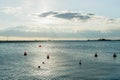 View of the sunset in harbor in Trieste, Italy