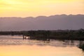 The view of sunset in Inle Lake Royalty Free Stock Photo