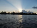 The view of the sunset in the Kalimantan Kapuas river Royalty Free Stock Photo