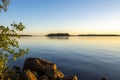 View of the sunset on The Lake Saimaa, Lammassaari, Imatra, Finland Royalty Free Stock Photo