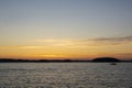 View of the sunset on The Lake Saimaa, Lammassaari, Imatra, Finland Royalty Free Stock Photo