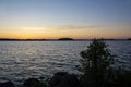 View of the sunset on The Lake Saimaa, Lammassaari, Imatra, Finland Royalty Free Stock Photo