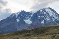 View at sunset of the landscape of the Torres del Paine mountains in autumn, Torres del Paine National Park, Chile Royalty Free Stock Photo