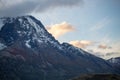 View at sunset of the landscape of the Torres del Paine mountains in autumn, Torres del Paine National Park, Chile Royalty Free Stock Photo