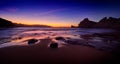 View of the sunset on the beach, Atlantic coast of Spain Royalty Free Stock Photo