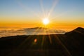 The view of sunset on Mauna Kea mountain on Hawaii Royalty Free Stock Photo
