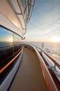 Sunset on deck of cruise ship, Atlantic ocean Royalty Free Stock Photo