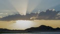 View of sunset over the bay. Ebro river, Spain. Royalty Free Stock Photo