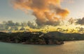 A view of the sunset over the coast of Antigua near St Johns