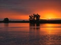 Sunset over Danube Delta, scenery view Royalty Free Stock Photo
