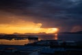 View of a sunset over the leisure port of Vigo, Spain Royalty Free Stock Photo