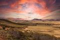 Sunset over the vastness of the Australian Outback from Buckaringa North Camp Site Royalty Free Stock Photo