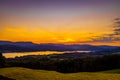 View of sunset over Windermere in Lake District, a region and national park in Cumbria in northwest England Royalty Free Stock Photo