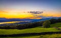 View of sunset over Windermere in Lake District, a region and national park in Cumbria in northwest England Royalty Free Stock Photo