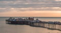 View of a sunset on the pier in Brighton, Southern England Royalty Free Stock Photo