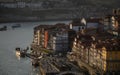 View at sunset of ribeira district city of porto