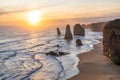 View of the sunset from the rocky beach in Victoria, Australia. Royalty Free Stock Photo