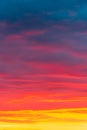 View of sunset in the sky with cirrus clouds Royalty Free Stock Photo