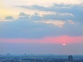 View of sunset in the sky with landscape to cityof Thailans