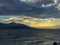 Sunset and the stormy clouds Aidipsos, Evia, Grece.