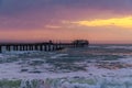 A view at sunset towards the pier at Swakopmund, Namibia