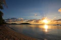 View of sunset in a tropical island in Fiji