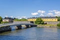 View of Suomenlinna fortress and bridge in summer, Helsinki, Finland