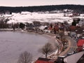 View of Sur-les-Quais and Lac de Joux, Switzerland Royalty Free Stock Photo