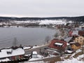 View of Sur-les-Quais and Lac de Joux, L`Abbaye, Switzerland Royalty Free Stock Photo